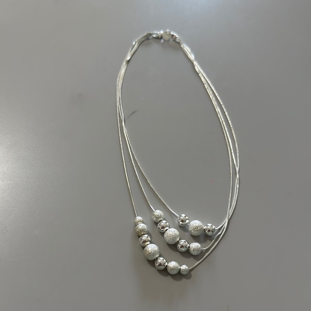 Elegant Silver Beaded Necklace